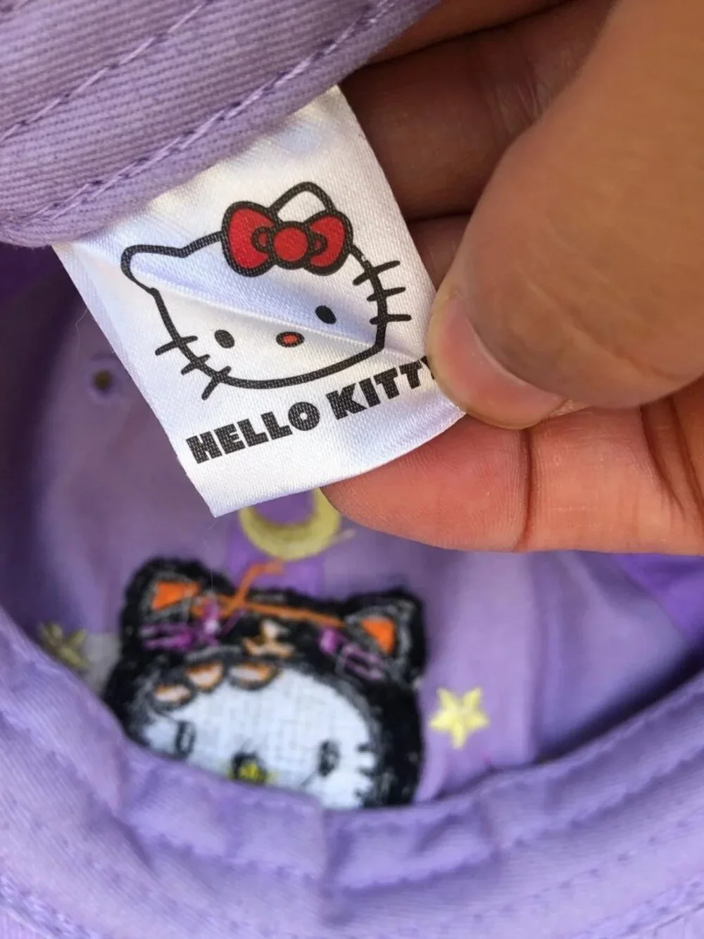 SANRIO HELLO KITTY Halloween Black Cat Hat Womens One Size Purple Adjustable Cap